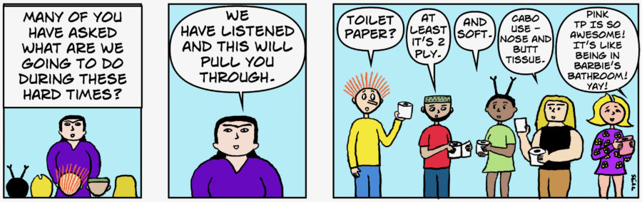 Comic strip about toilet paper during lockdown