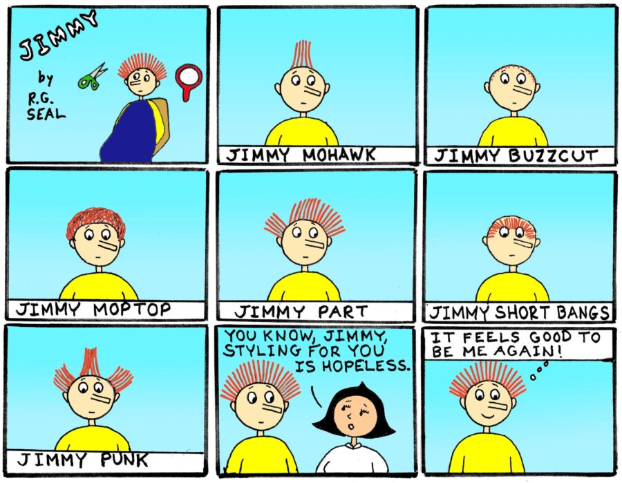 Jimmy O'Hair in different haircuts. 